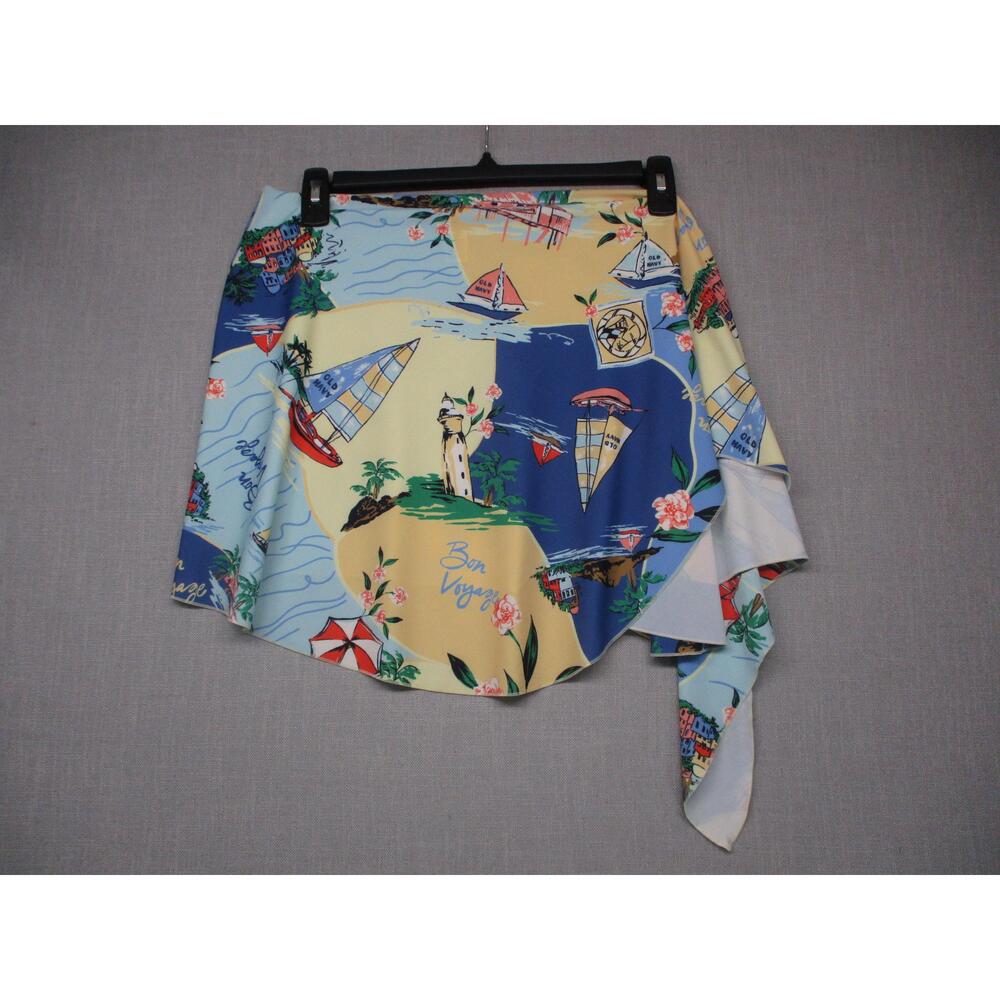Old Navy Sailboat Print Asymmetric Hem City‎ Of Light Wrap Skirt Women Size L/XL